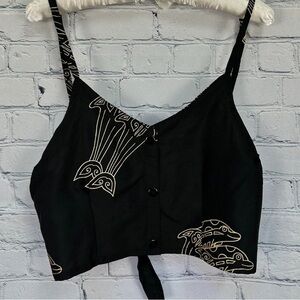 Chic Black Printed Crop Top